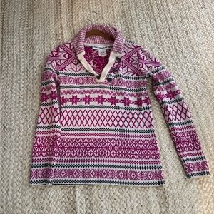 Obermeyer Women's Pink and White Patterned Turtleneck Sweater- perfect for ski.